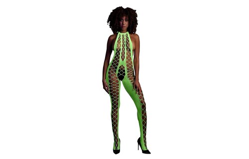 Bodystocking with Halter Neck Neon Green Plus Size | Ouch! Shots
