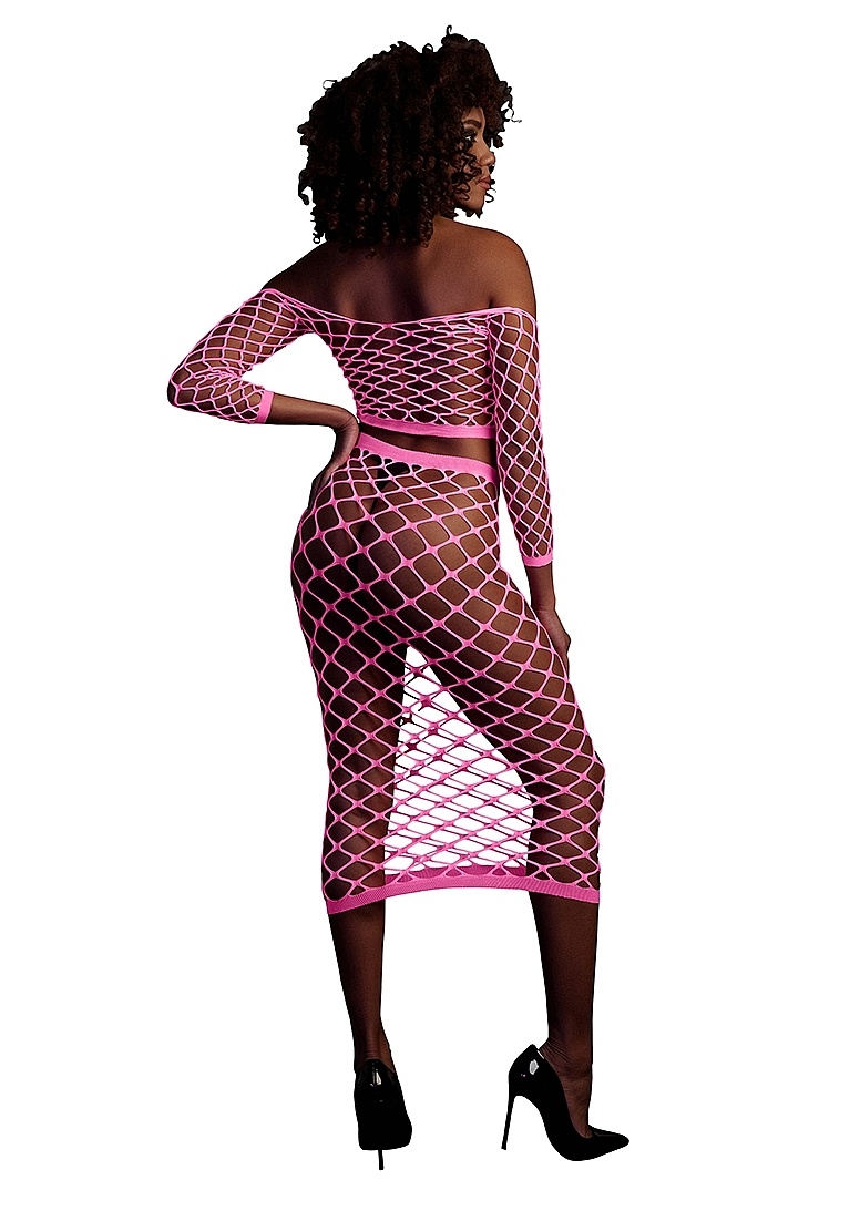 Neonrosa Crop-Top & Rock Langarm Plus Size | Ouch!