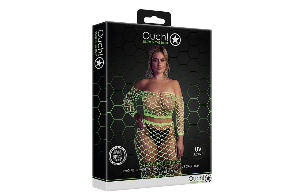 Long-sleeved Crop Top & Long Skirt Neon Green – Ouch! By Shots