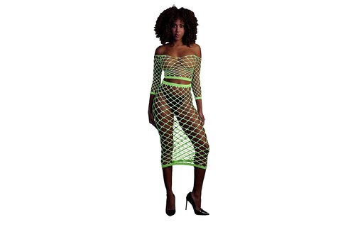 Long-sleeved Crop Top & Long Skirt Neon Green – Ouch! By Shots