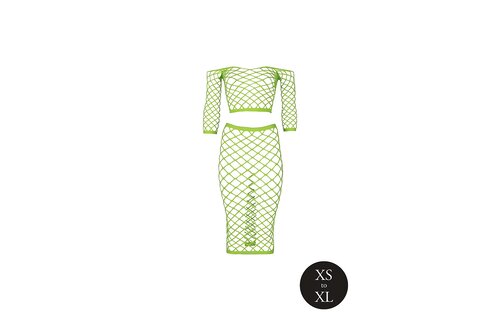 Long-sleeved Crop Top & Long Skirt Neon Green – Ouch! By Shots