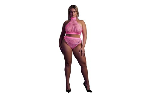 Neonrosa Rollkragenpullover & Slip – Festliche Dessous in Übergrößen