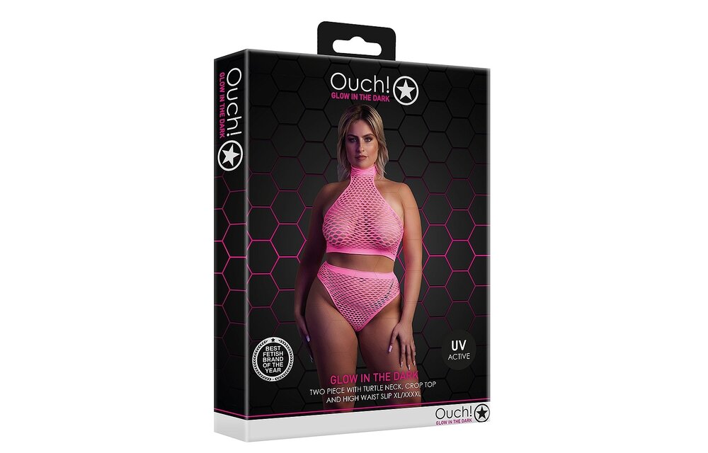 Neon Pink Turtleneck & Briefs – Plus Size Party Lingerie