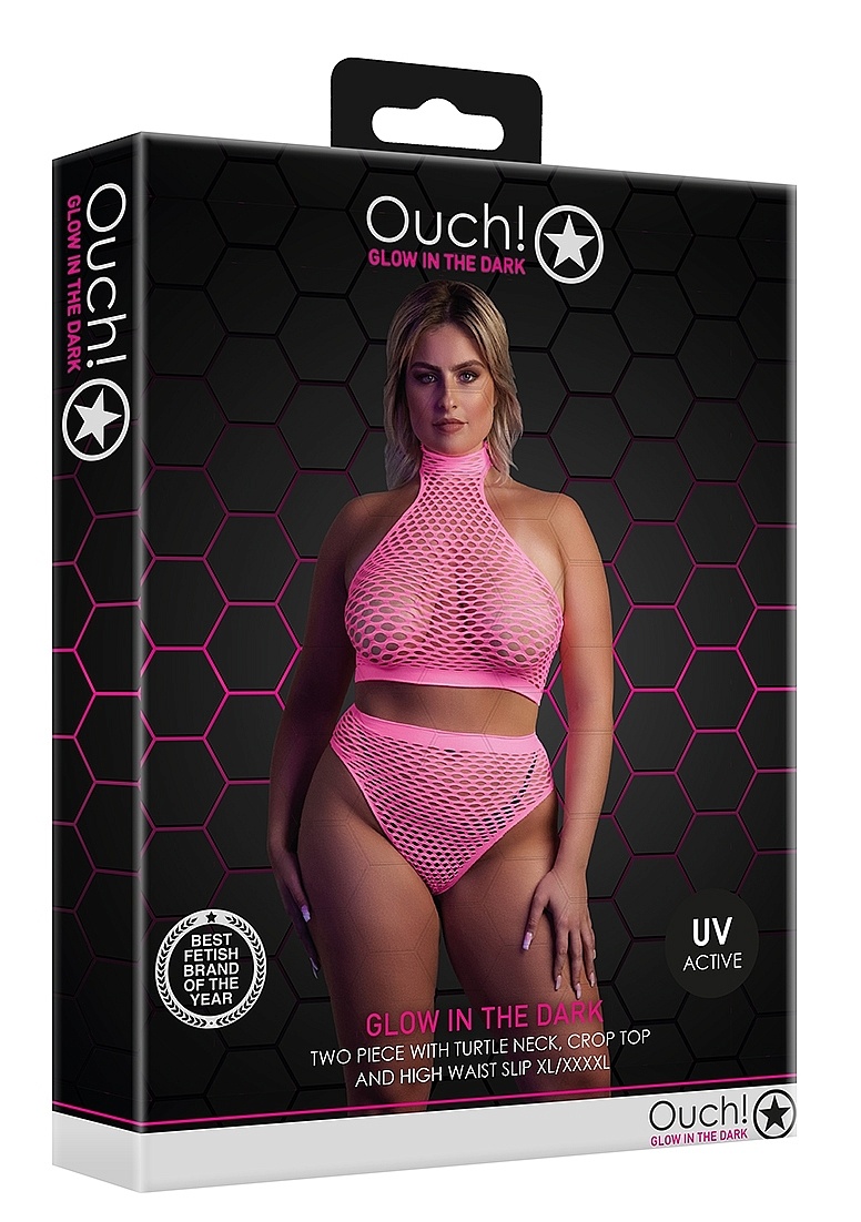Neon Pink Turtleneck & Briefs – Plus Size Party Lingerie