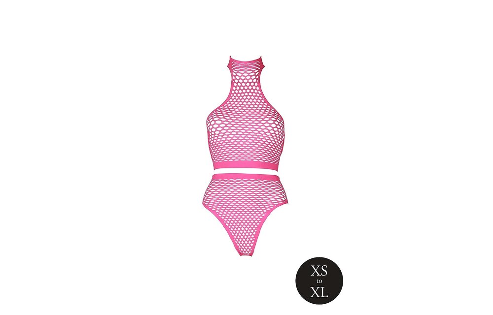 Neon Roze Turtleneck & Slip – Plus Size Feestelijke Lingerie