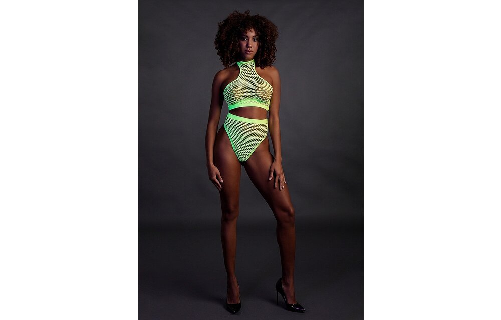 Neonfarbener Rollkragenpullover & Slip mit hoher Taille | Komfort & UV-Glow