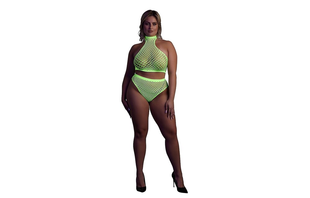 Neonfarbener Rollkragenpullover & Slip mit hoher Taille | Komfort & UV-Glow