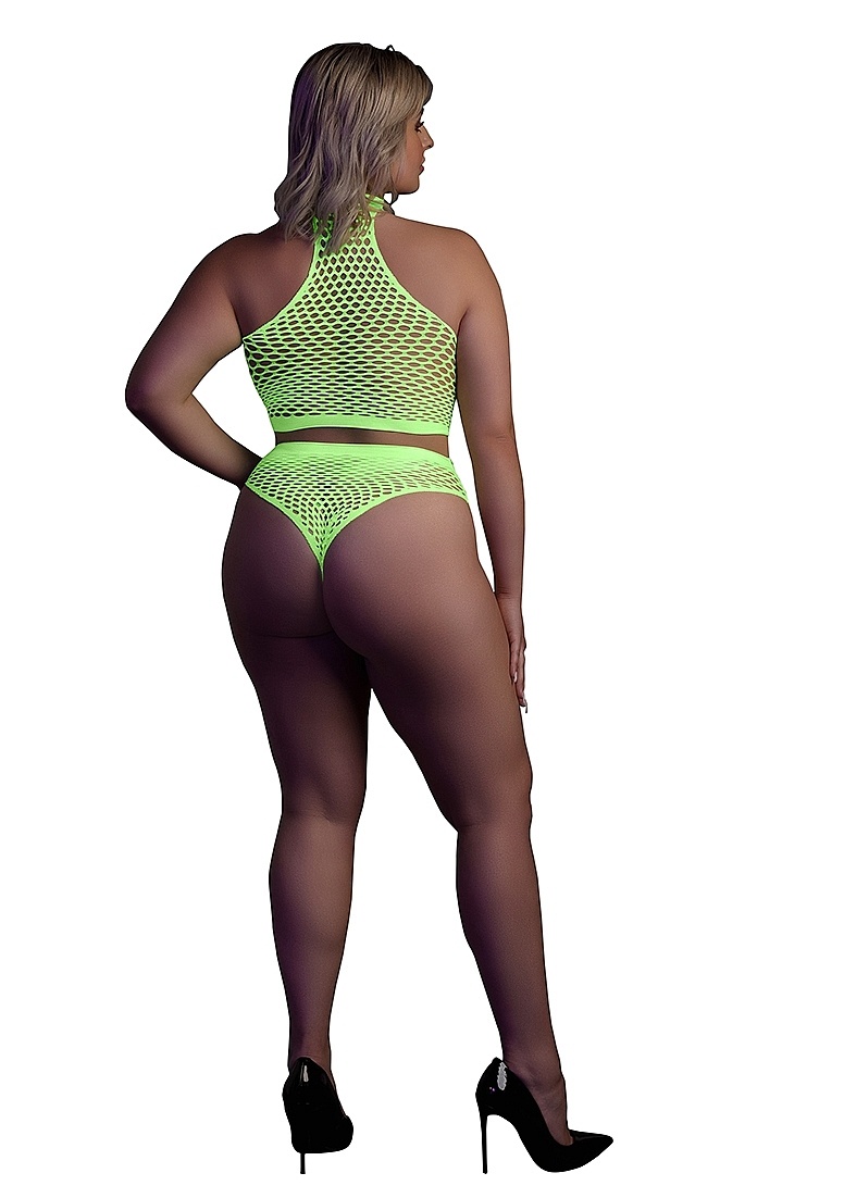 Neonfarbener Rollkragenpullover & Slip mit hoher Taille | Komfort & UV-Glow