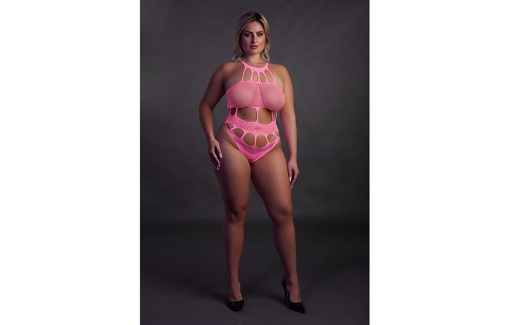 Neonrosa Body mit griechischem Ausschnitt – Strahlend & bequem