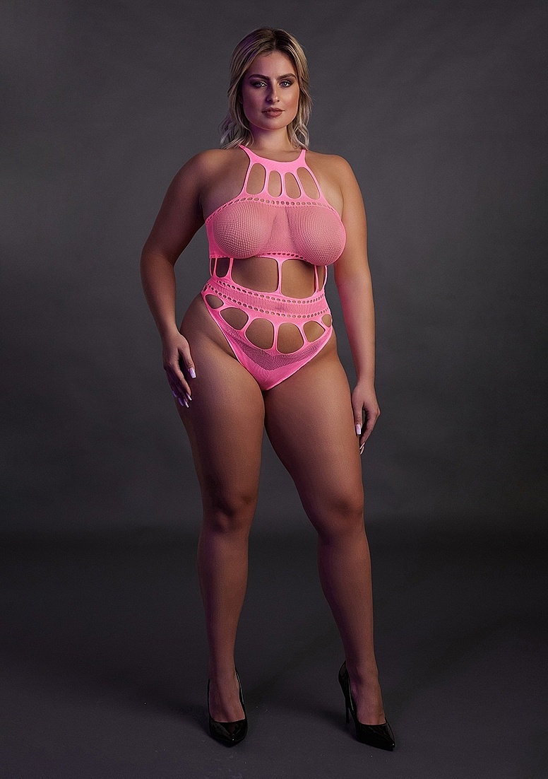 Neon Roze Body Met Griekse Halslijn – Stralend & Comfortabel