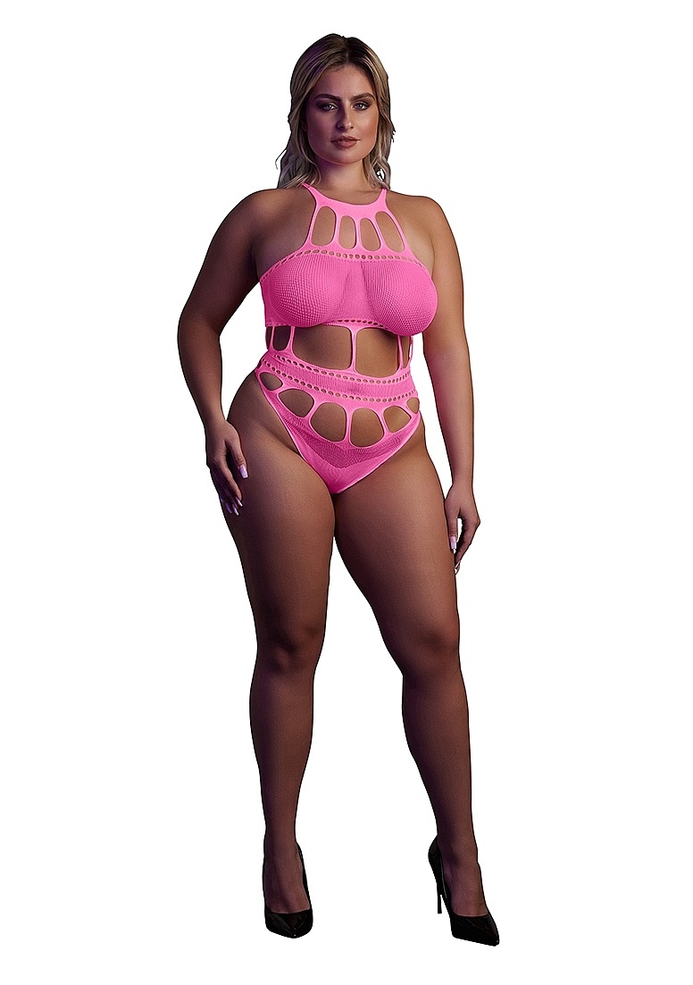 Neon Roze Body Met Griekse Halslijn – Stralend & Comfortabel