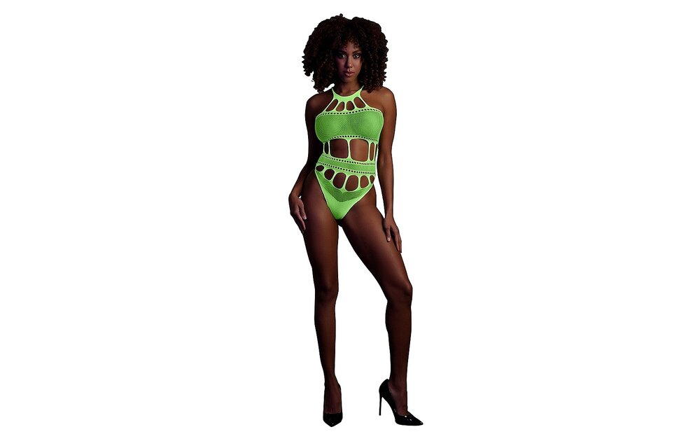 Body mit griechischem Ausschnitt | Neon-Lingerie UV-aktiv & stilvoll
