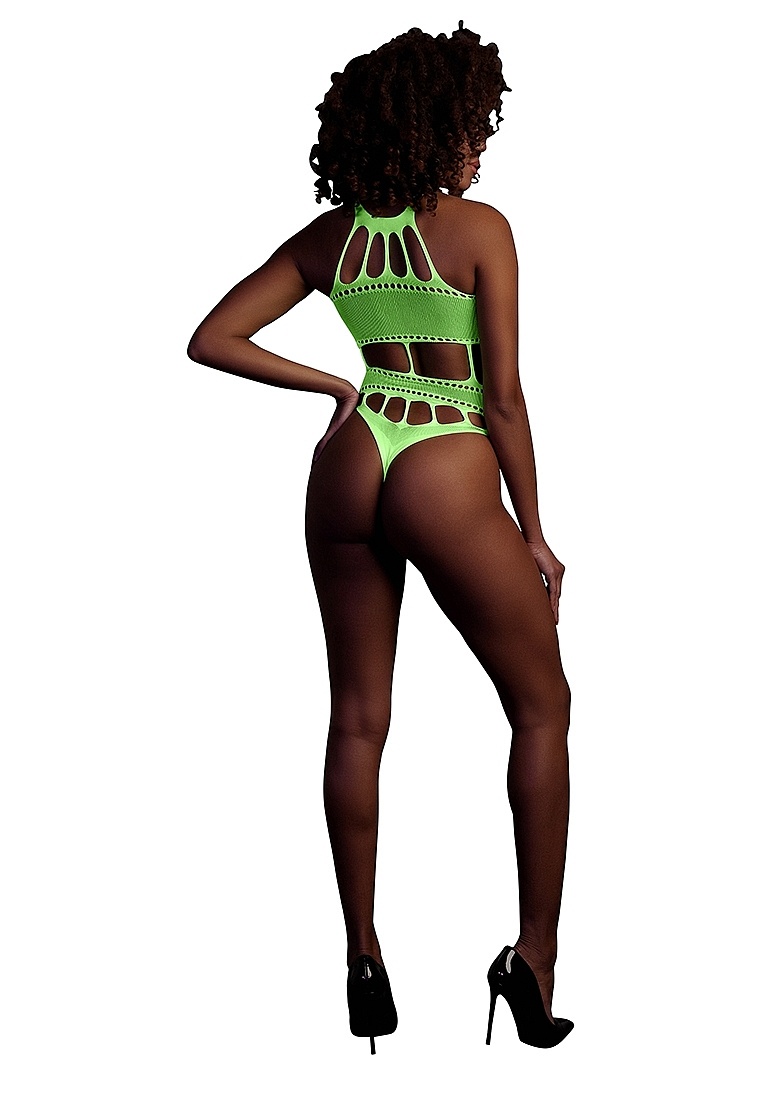 Body mit griechischem Ausschnitt | Neon-Lingerie UV-aktiv & stilvoll
