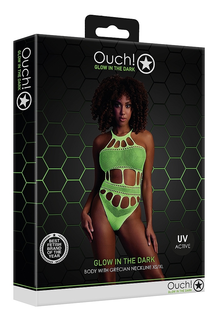 Body mit griechischem Ausschnitt | Neon-Lingerie UV-aktiv & stilvoll