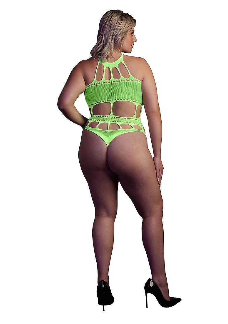 Body mit griechischem Ausschnitt | Neon-Lingerie UV-aktiv & stilvoll