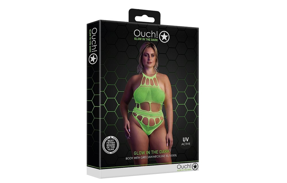 Body mit griechischem Ausschnitt | Neon-Lingerie UV-aktiv & stilvoll