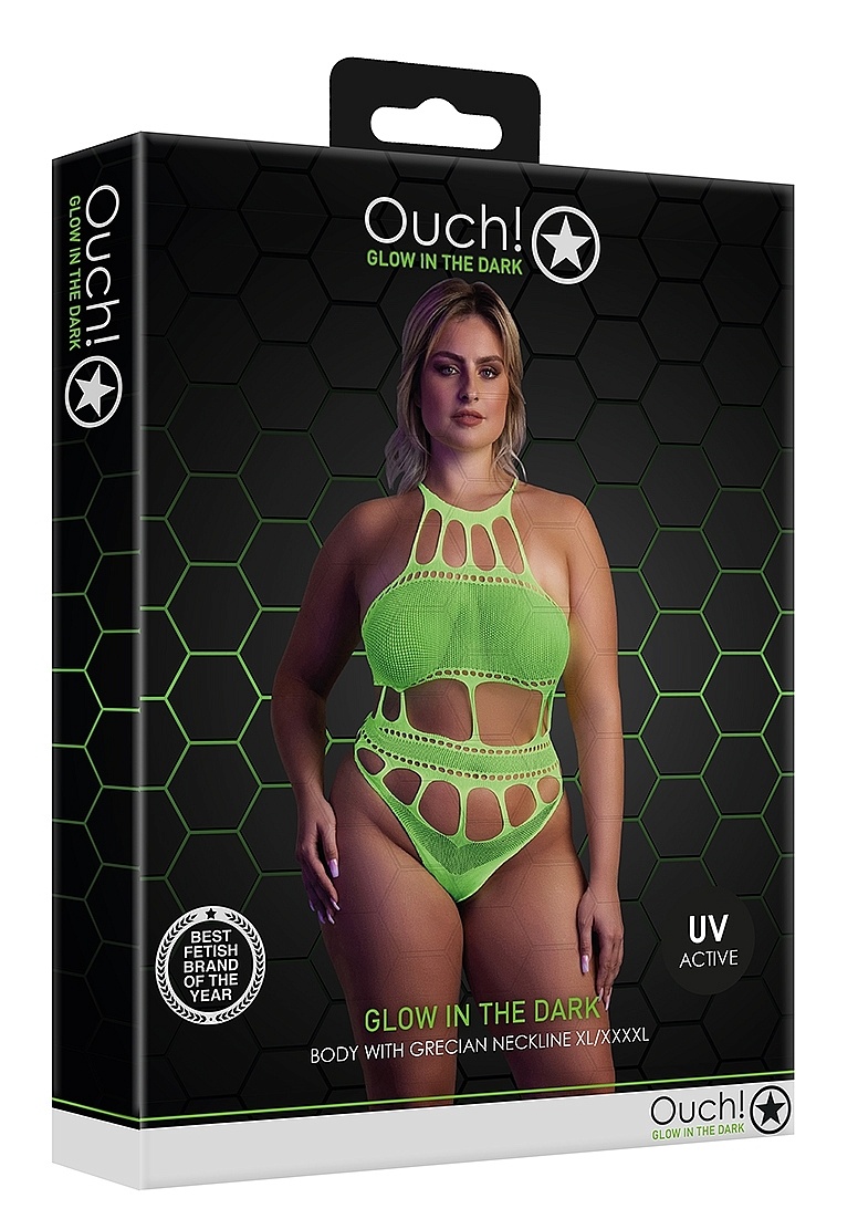 Body mit griechischem Ausschnitt | Neon-Lingerie UV-aktiv & stilvoll