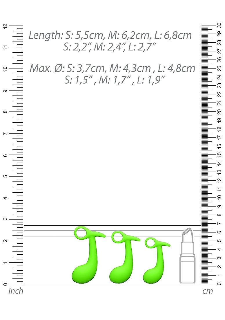 Prostate Set of 3 | Butt Plugs 10.5 - 14 cm Glow in the Dark