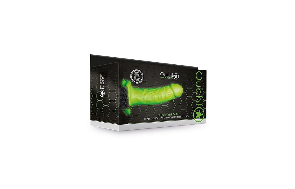 Realistischer Strap-On-Harness 18 cm – Glow in the Dark Fun