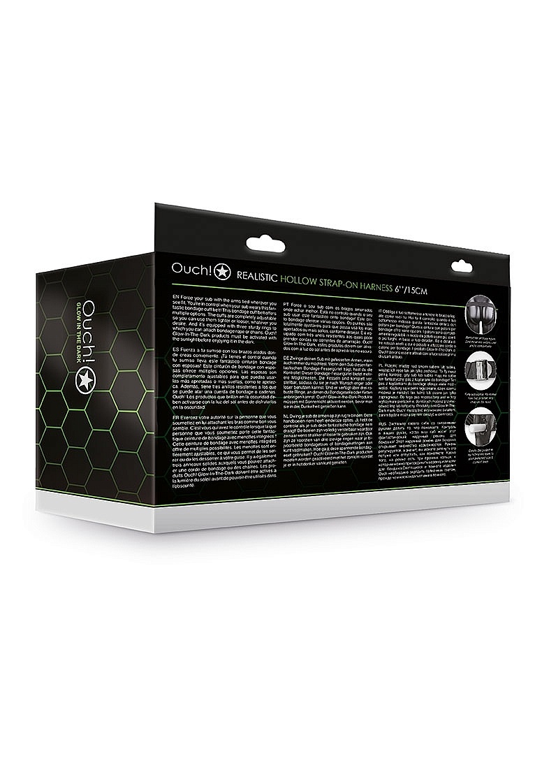 Realistischer Strap-On-Harness 18 cm – Glow in the Dark Fun