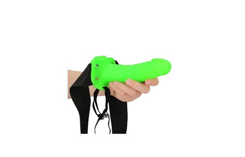 Realistischer Strap-On-Harness 18 cm – Glow in the Dark Fun