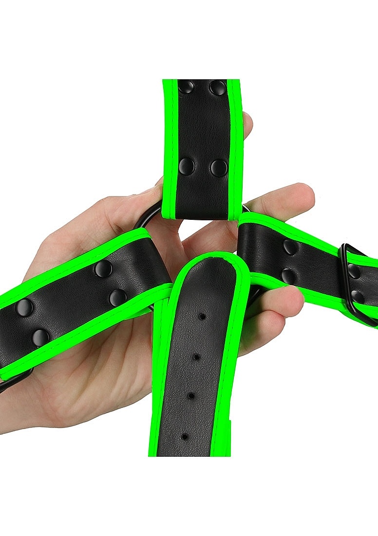 Ouch! Glow In The Dark Bondage Harness | Crotch Harness Green