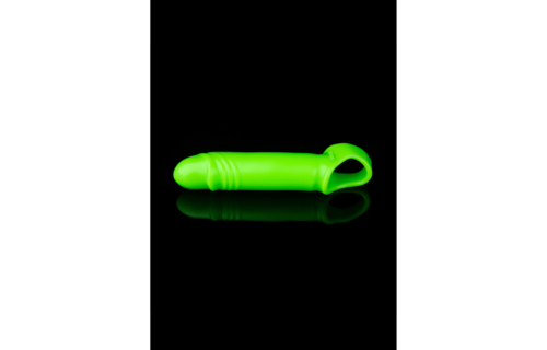 Gladde Dikke Rekbare Penis Sleeve met Glow-effect Groen