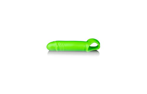 Gladde Dikke Rekbare Penis Sleeve met Glow-effect Groen