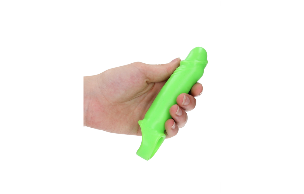 Gladde Dikke Rekbare Penis Sleeve met Glow-effect Groen