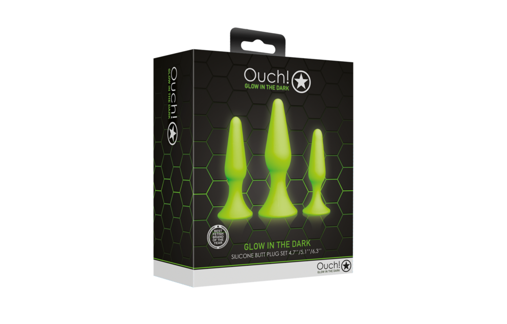 Ouch! Glow in the Dark Butt Plug Set 10 cm – Anale Plezier
