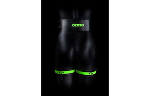 Oberschenkel-Fesseln mit Riemen & Handfesseln Glow In The Dark Grün
