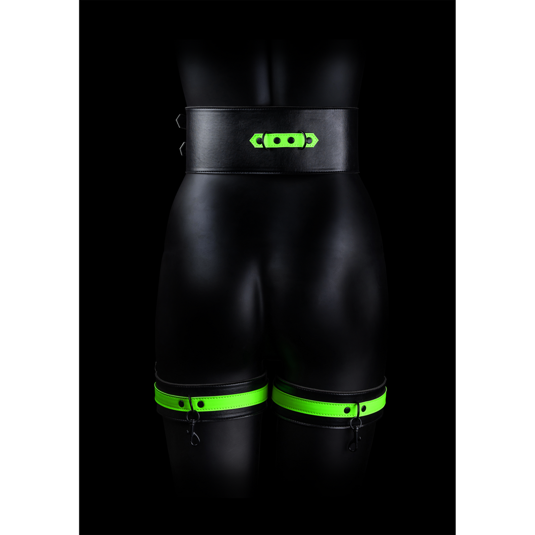 Thigh Cuffs With Strap & Handcuffs Glow In The Dark Green