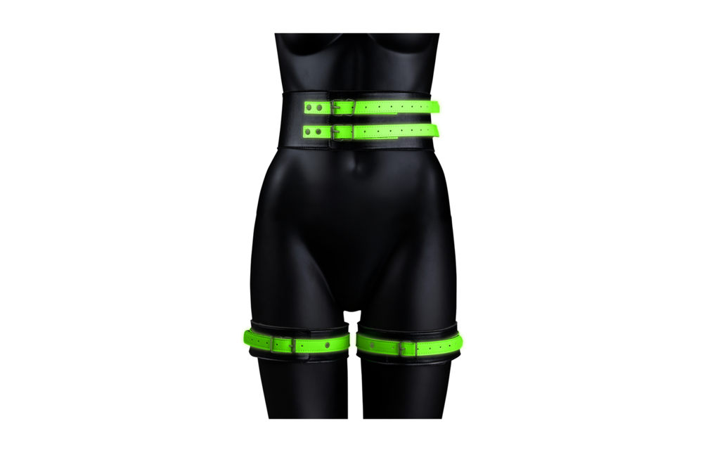 Dijbeenboeien Met Riem & Handboeien Glow In The Dark Groen