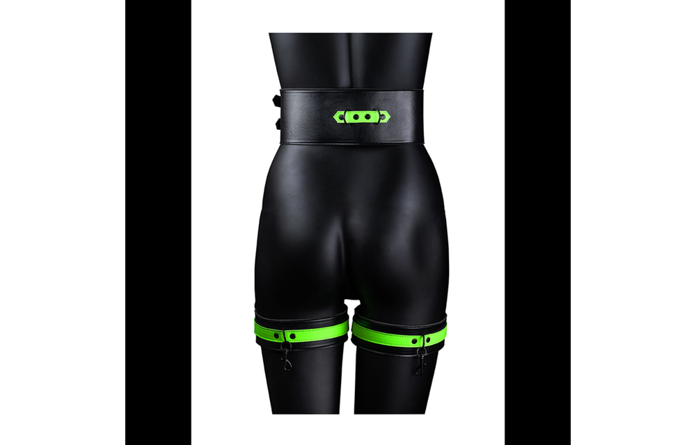 Thigh Cuffs With Strap & Handcuffs Glow In The Dark Green