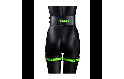Thigh Cuffs With Strap & Handcuffs Glow In The Dark Green
