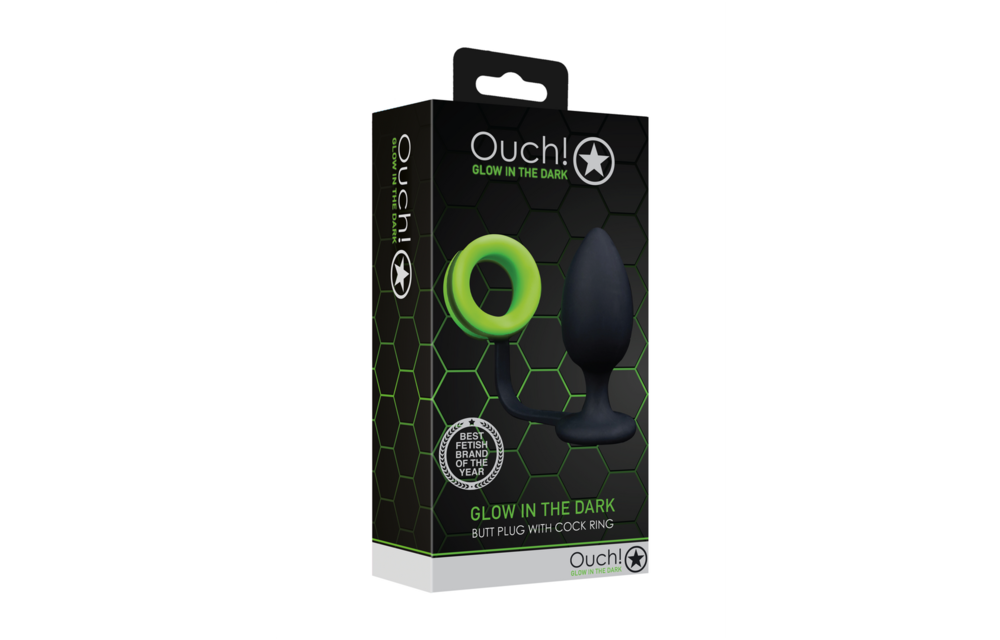Buttplug mit Cockring 4,3 cm Glow in the Dark – Ouch!