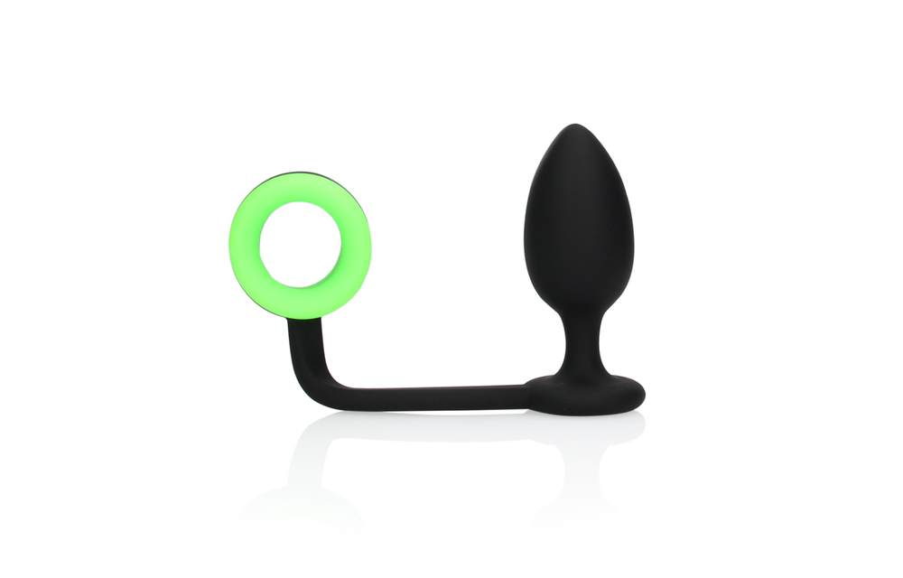 Buttplug mit Cockring 4,3 cm Glow in the Dark – Ouch!