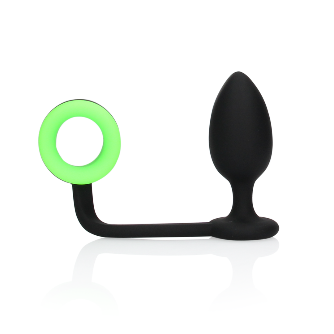 Buttplug met Cockring 4,3 cm Glow in the Dark – Ouch!