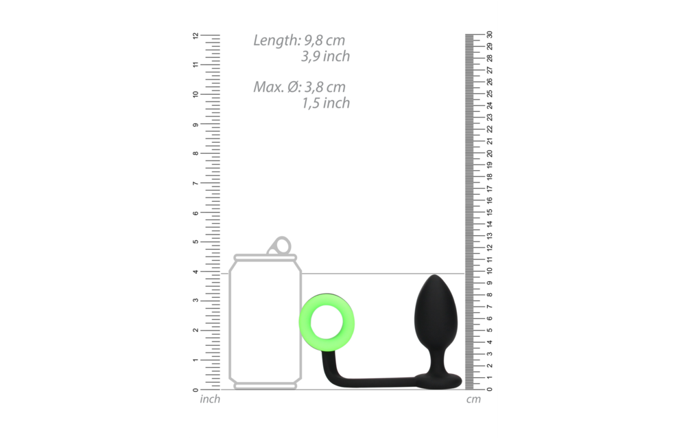 Butt Plug with Cock Ring 4.3 cm Glow in the Dark – Ouch!