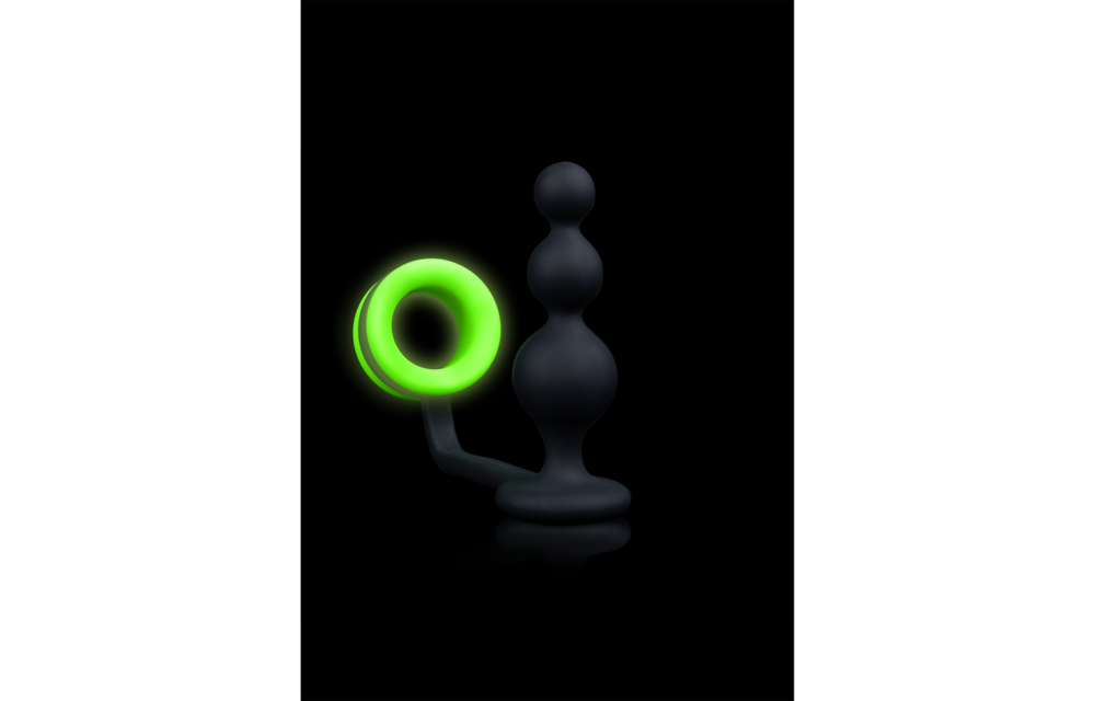 Perlen-Buttplug mit Cockring – Ouch! Glow in the Dark