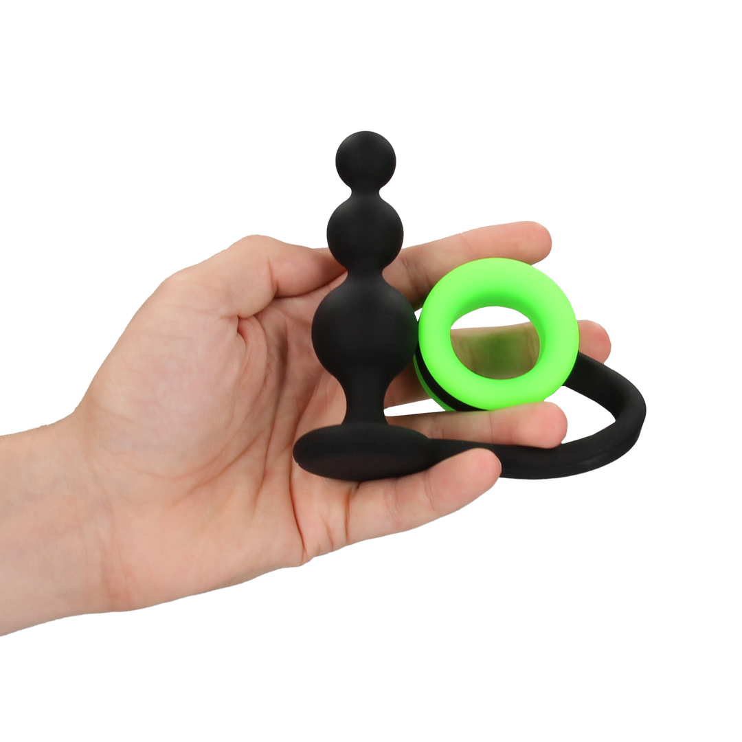 Butt Plug mit Perlen und Cockring