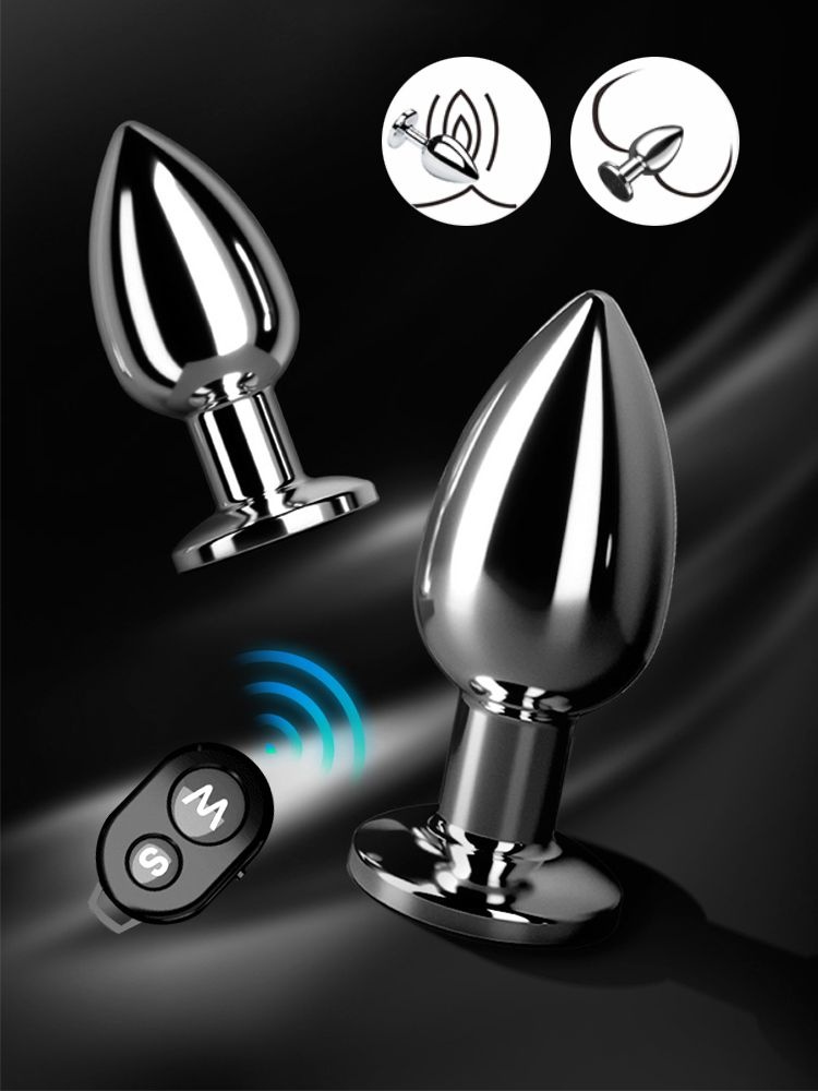 Vibrating Steel LED Buttplug Small
