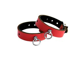 Lederhandschellen Mini O-Ring Rot