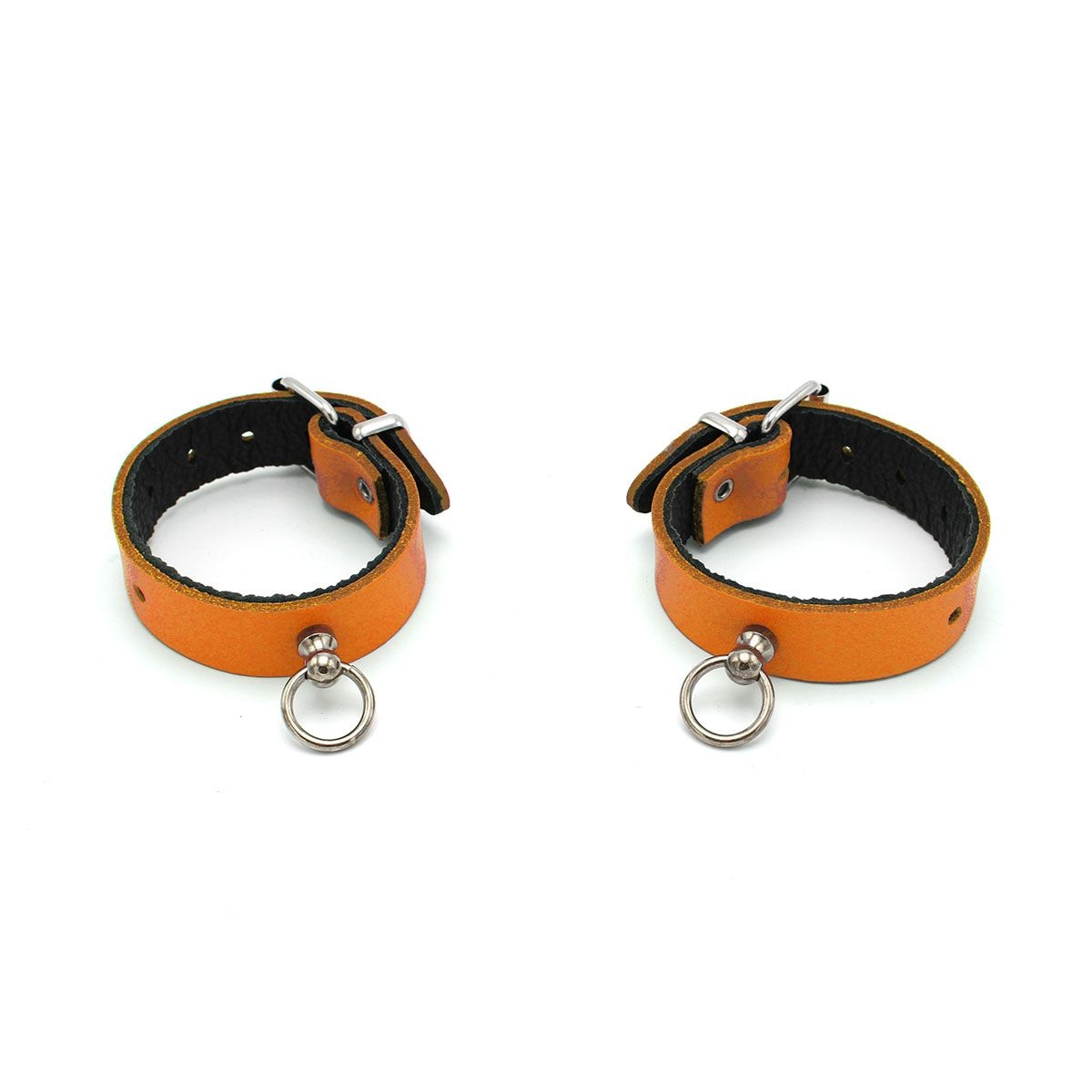 Lederhandschellen Mini O-Ring Orange | Eleganz & BDSM