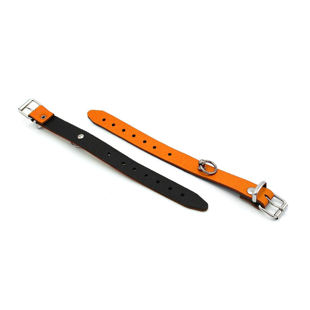Lederhandschellen Mini O-Ring Orange | Eleganz & BDSM