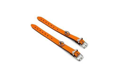 Lederen Handboeien Mini O-ring Oranje | Elegantie & BDSM