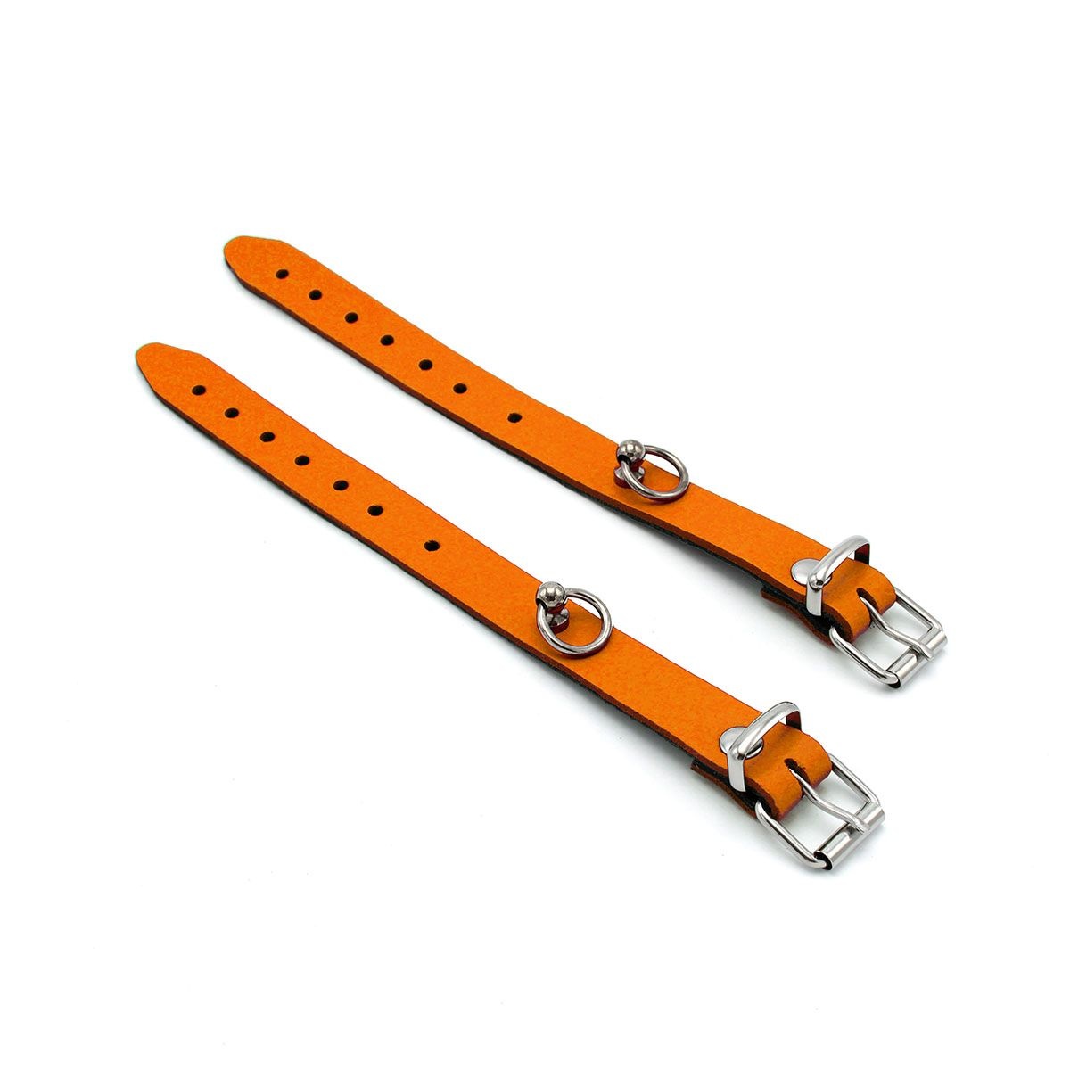 Leren Handboeien Mini O-ring Oranje