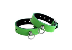 Lederhandschellen Mini O-Ring Grün