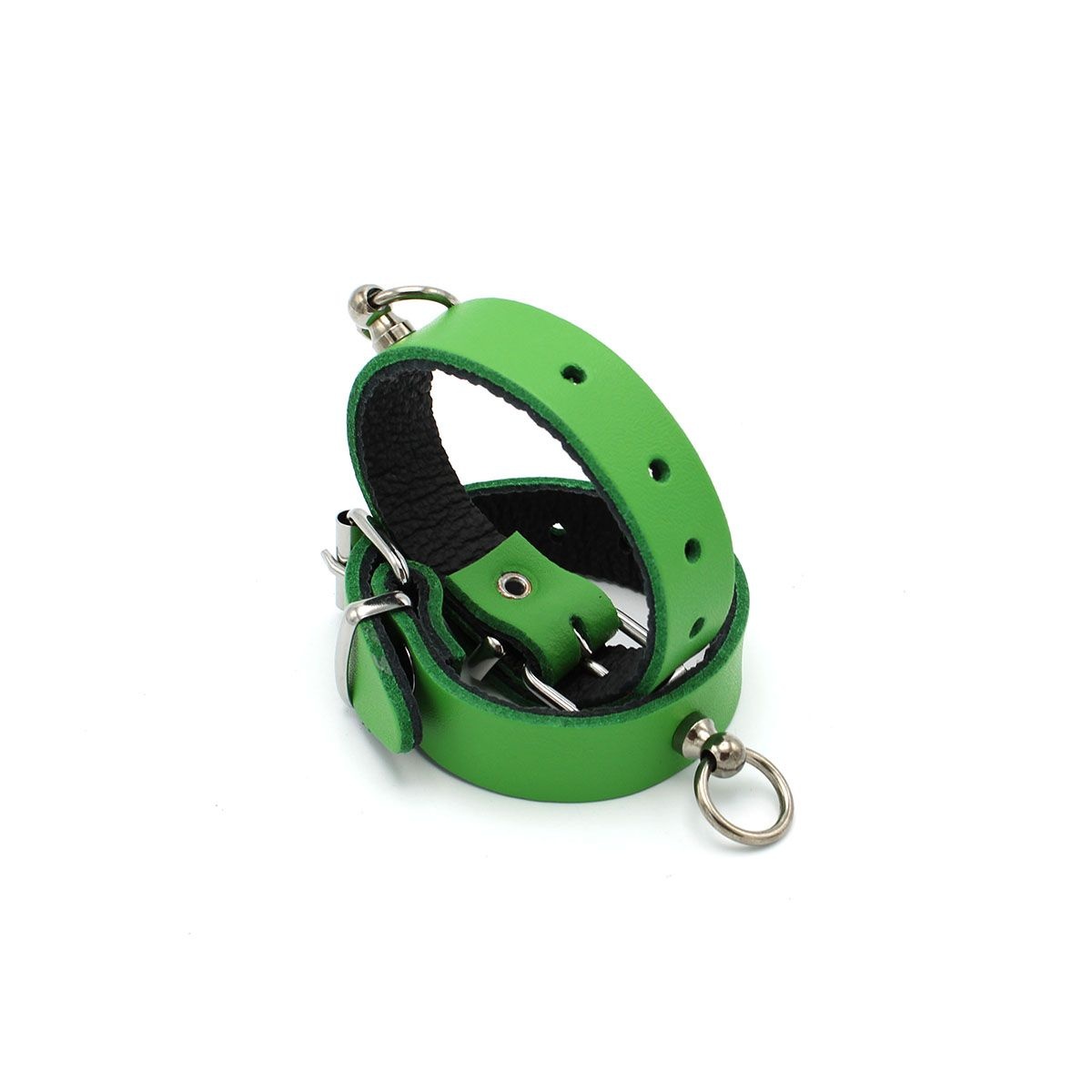 Lederen Handboeien Mini O-ring Groen | Elegant & Veilig BDSM