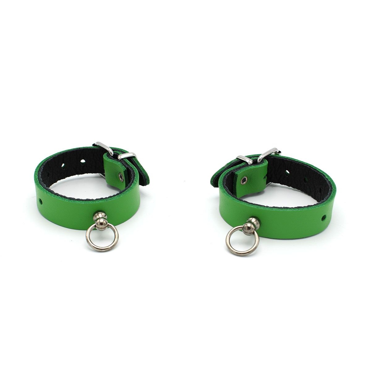 Leren Handboeien Mini O-ring Groen